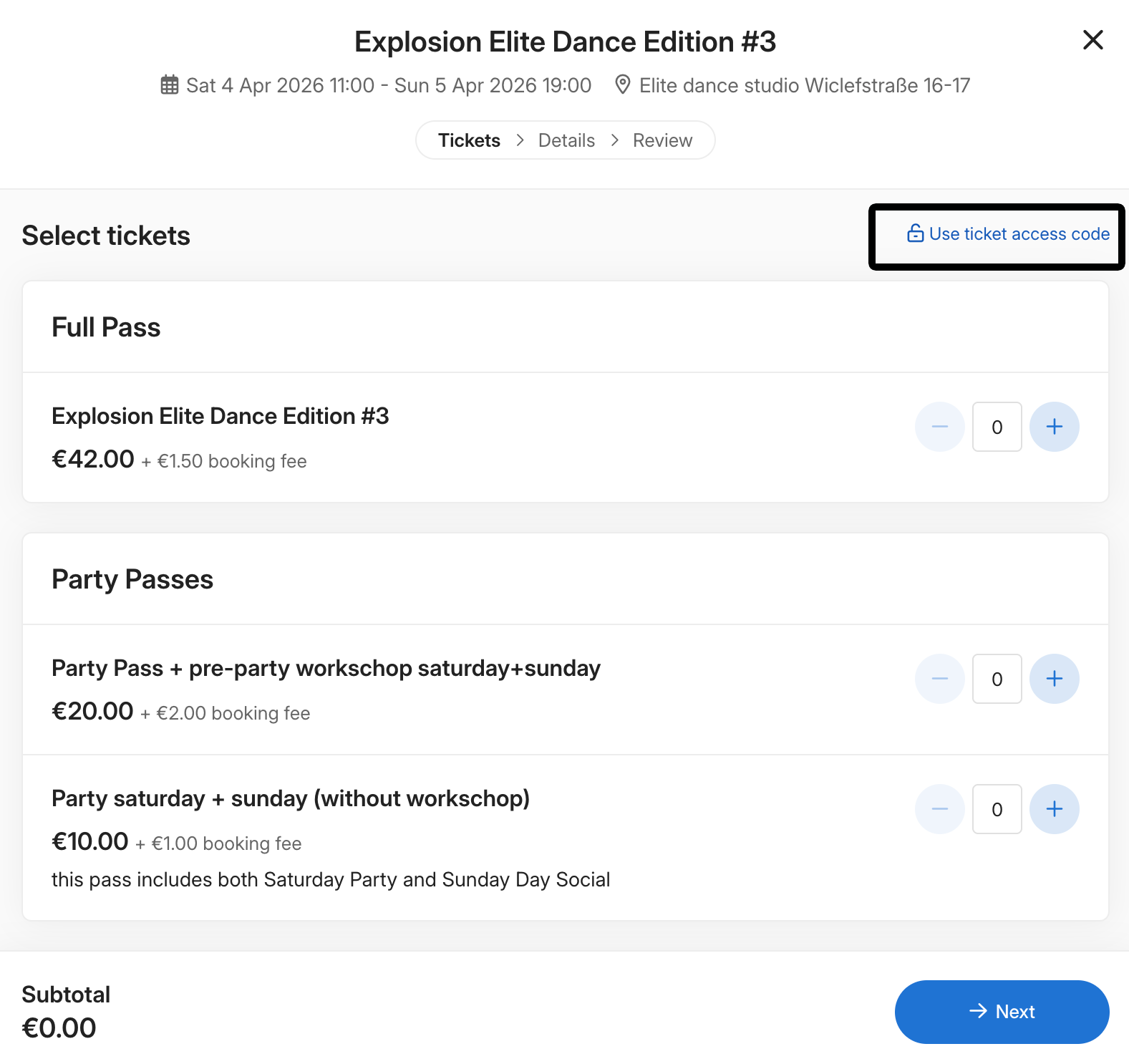 Step 1 - Select your ticket